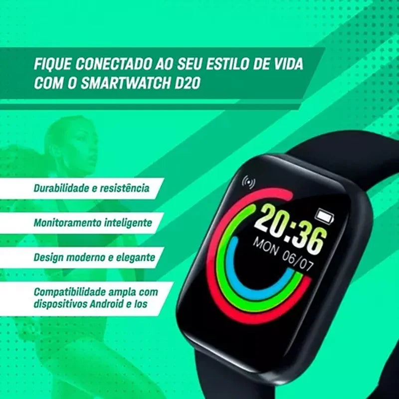 Reloj inteligente D20 para hombres y mujeres, reloj inteligente Y68, rastreador