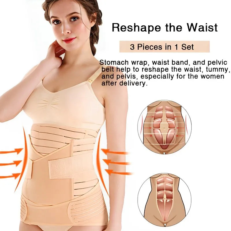 3in1 Corset Postpartum Belly Band Pregnant Women Tummy Belly Pelvis Belt Wrap Waist Trainer Recovery Bandage Strap Body Shaper