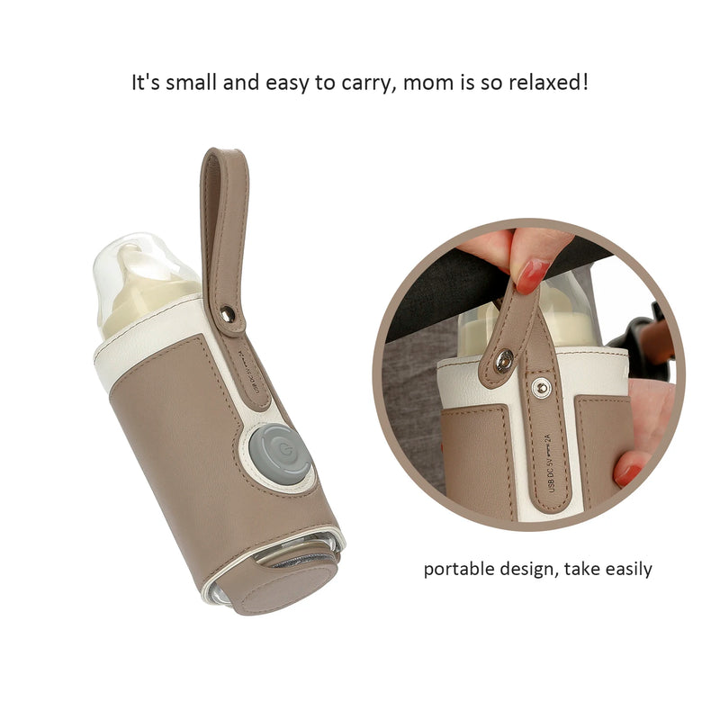 3 Temperature Adjustable Portable Baby Bottle Warmer, Portable Car Travel Bottle Warmer USB Milk Heat Keeper Baby Bottle Warmer