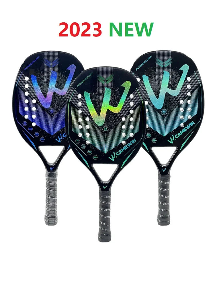 Camewin 3K Holographic Playa Tennis Racket, Carbon Fiber Frame with 