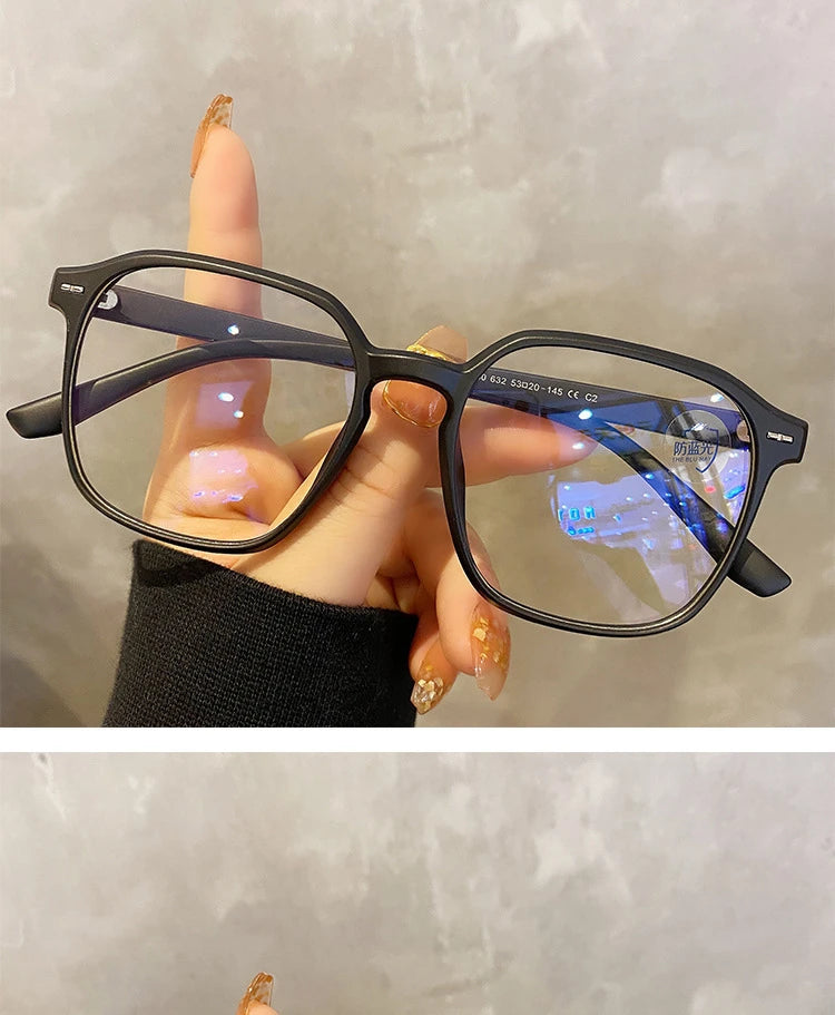 Square glasses with polygon mount for men and women, smooth lenses for me 