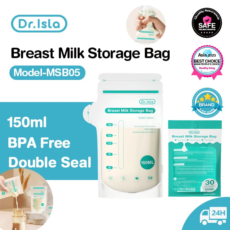 Dr.isla 30Pcs Breast milk storage bag Disposable 150ml capacity frozen milk storage bag BPA Free