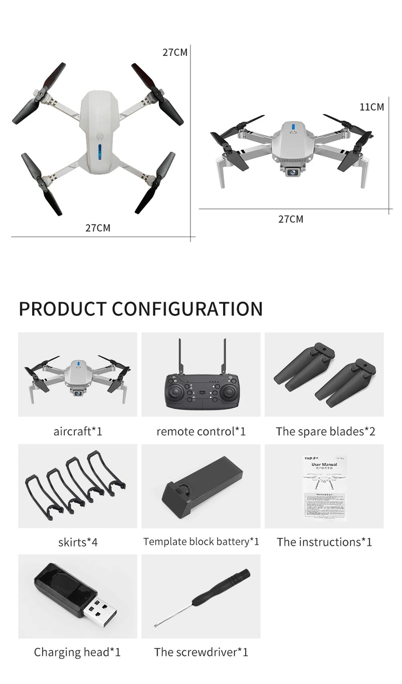 KBDFA 2025 E88 Professional Wide Angle RC Dron HD 4K Camera Mode Foldable Helicopter Aircraft Quadcopter Drone Kid Gift Toys