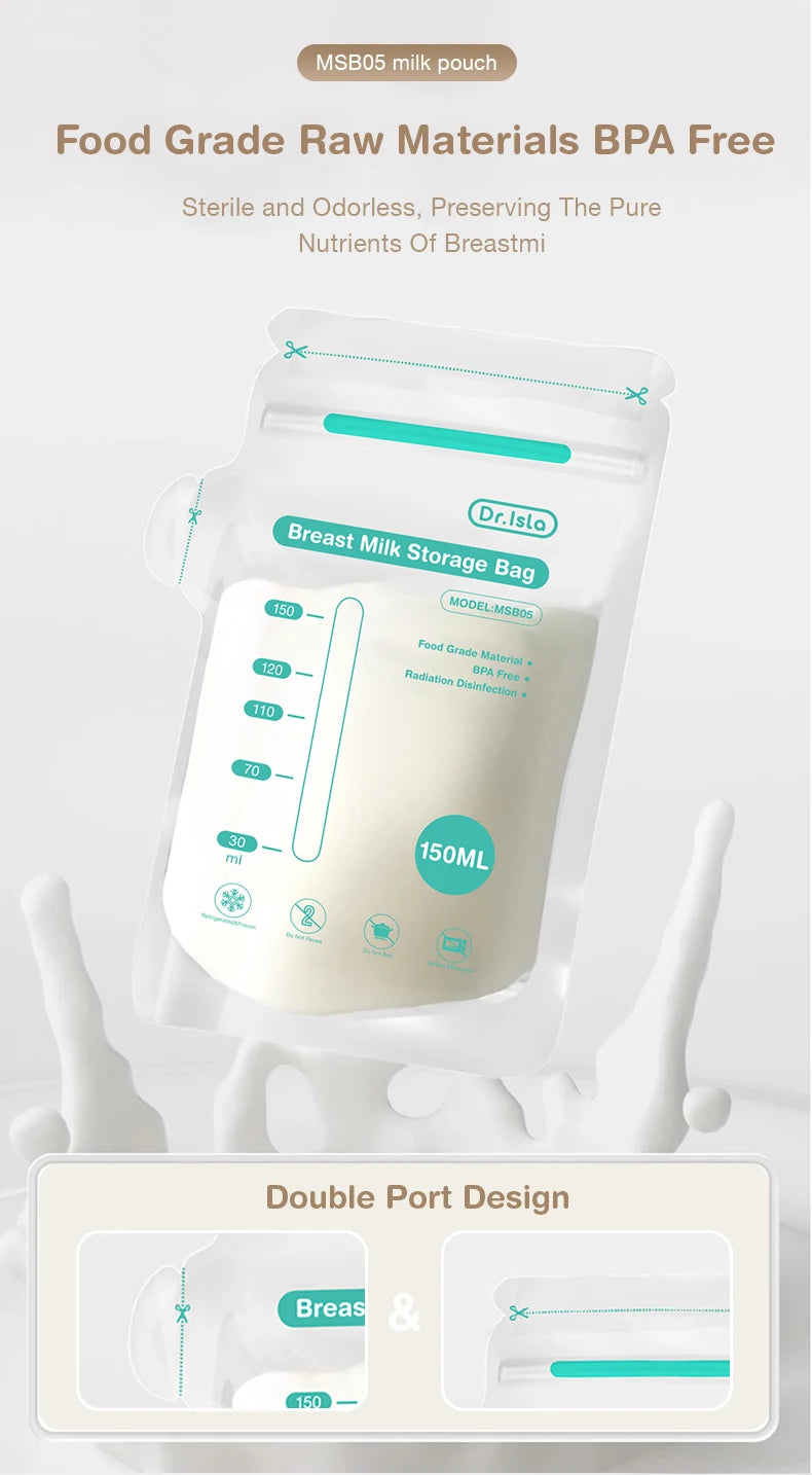 Dr.isla 30Pcs Breast milk storage bag Disposable 150ml capacity frozen milk storage bag BPA Free