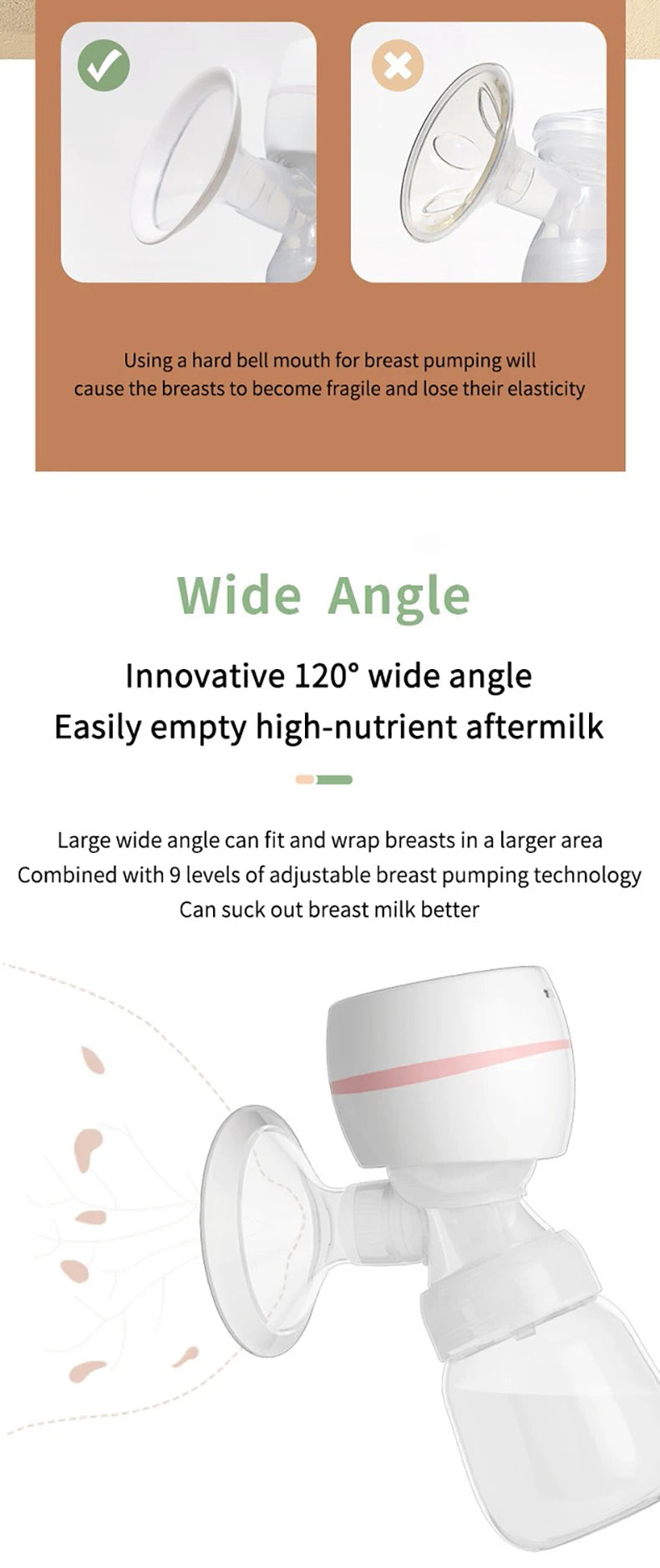 Electric Breast Pump Intelligent Integrated High Suction Breast Pump Breast Milk Postpartum Fortable Painless and Silent Breast