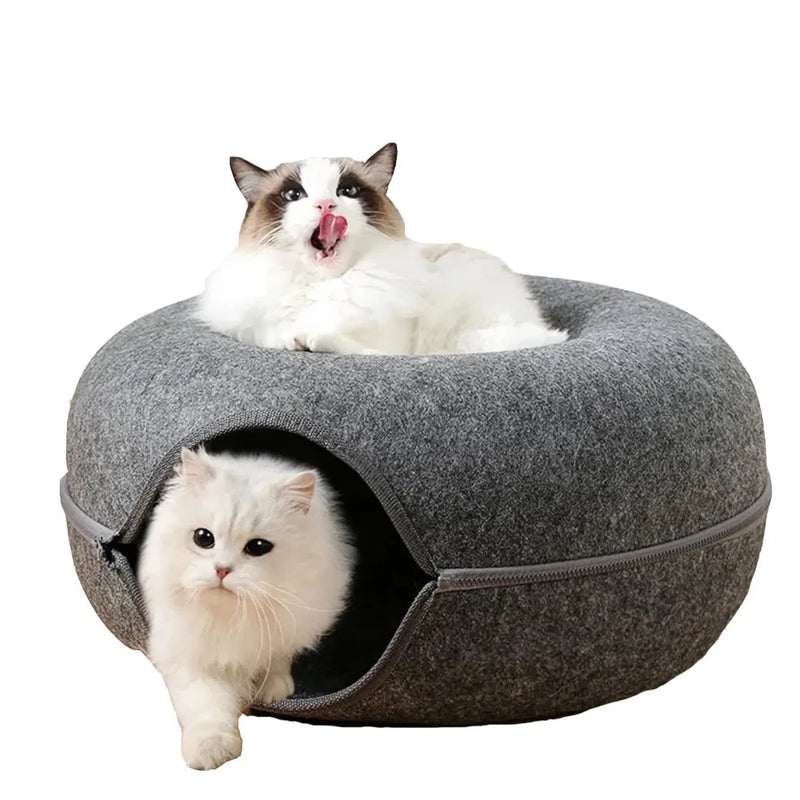 Donut Cat Bed Interactive Tunnel Pet Felt Indoor Toys Cats House Kitten Training Toy Cat Kennel Pets Supplies