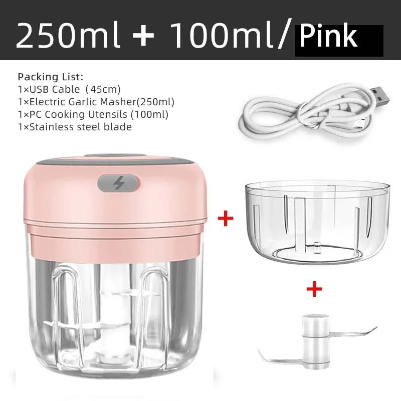 Mini wireless electric power grinder, 100ml/250ml, portable chopper 