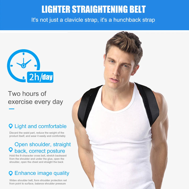 Back Posture Corrector Adjustable Shoulder Brace Lightweight Shoulder Support Belt Spine Alignment Brace for Men Women