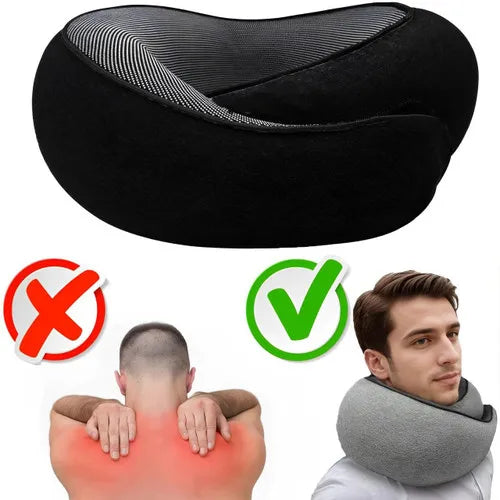 Almohadas de viaje personalizables con espuma viscoelástica en forma de U, estilo caracol, portátiles, ajustables, suaves, para dormir al mediodía