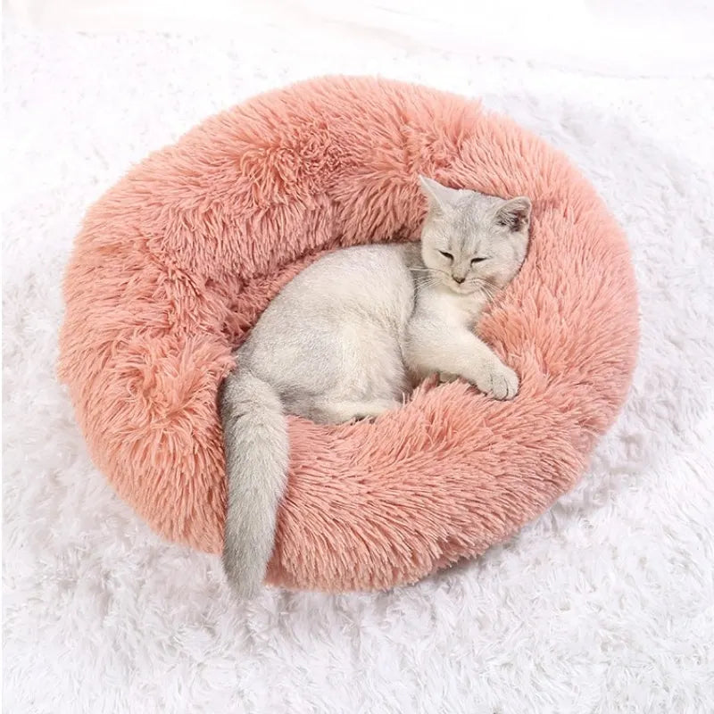 Super soft round bed for pets, wide plush house for medium dogs, 