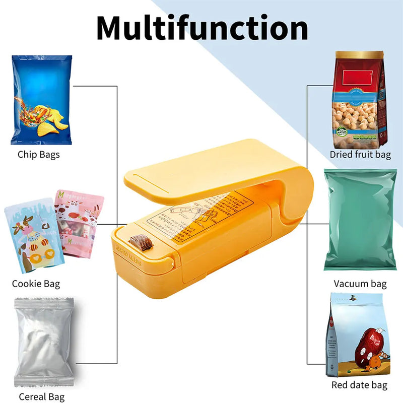 Mini Heat Bag Sealing Machine Package Sealer Bags Thermal Plastic Food Snack Bag Closure Portable Sealer Packing Kitchen Gadgets