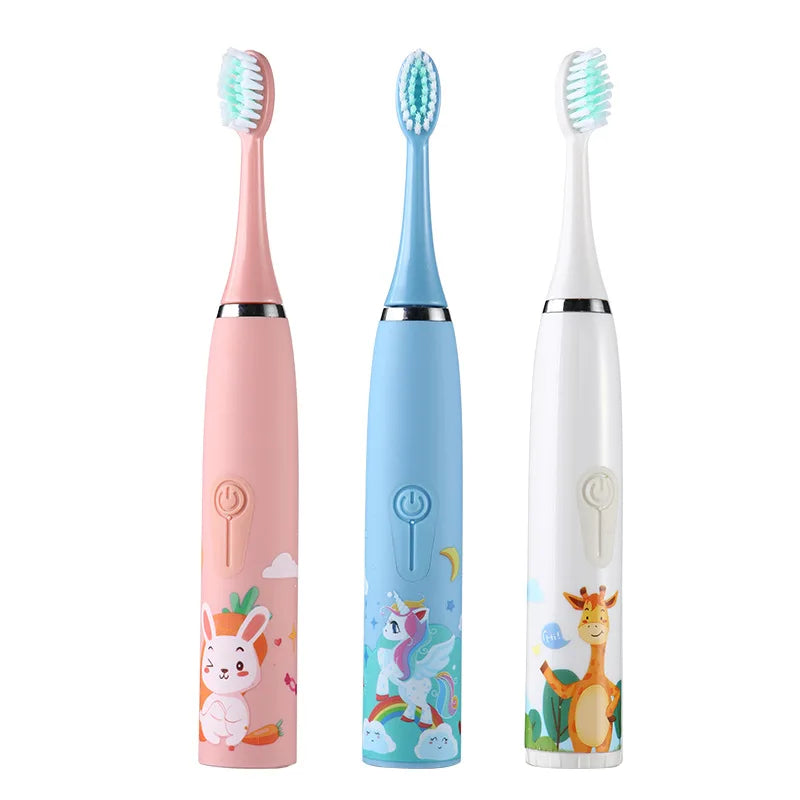 Children Sonic Electric Toothbrush Cartoon Kids With Replace The Toothbrush Head Ultrasonic Electric Toothbrush Sonic Brush Head