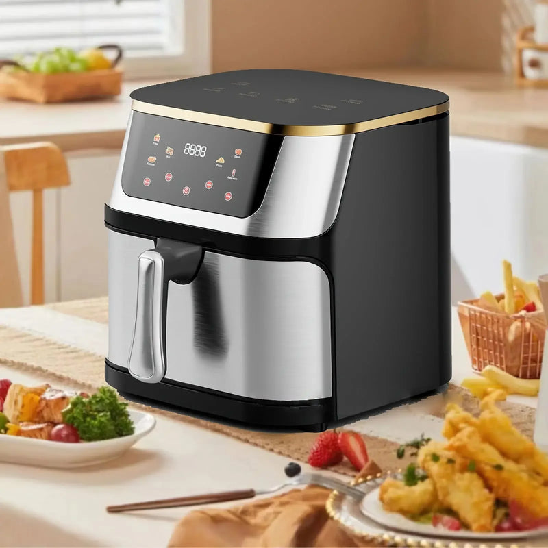 12L Stainless Steel Visible Large Capacity Electric Air Fryer, Multi-function Air Oven, LED Touch Screen,210℃ High Temperature