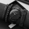 New Men Watch Luxury Bracelet Set Fashion Business Brown Leather Quartz Wrist Watches for Men Gift Set Relogio Masculino NO BOX