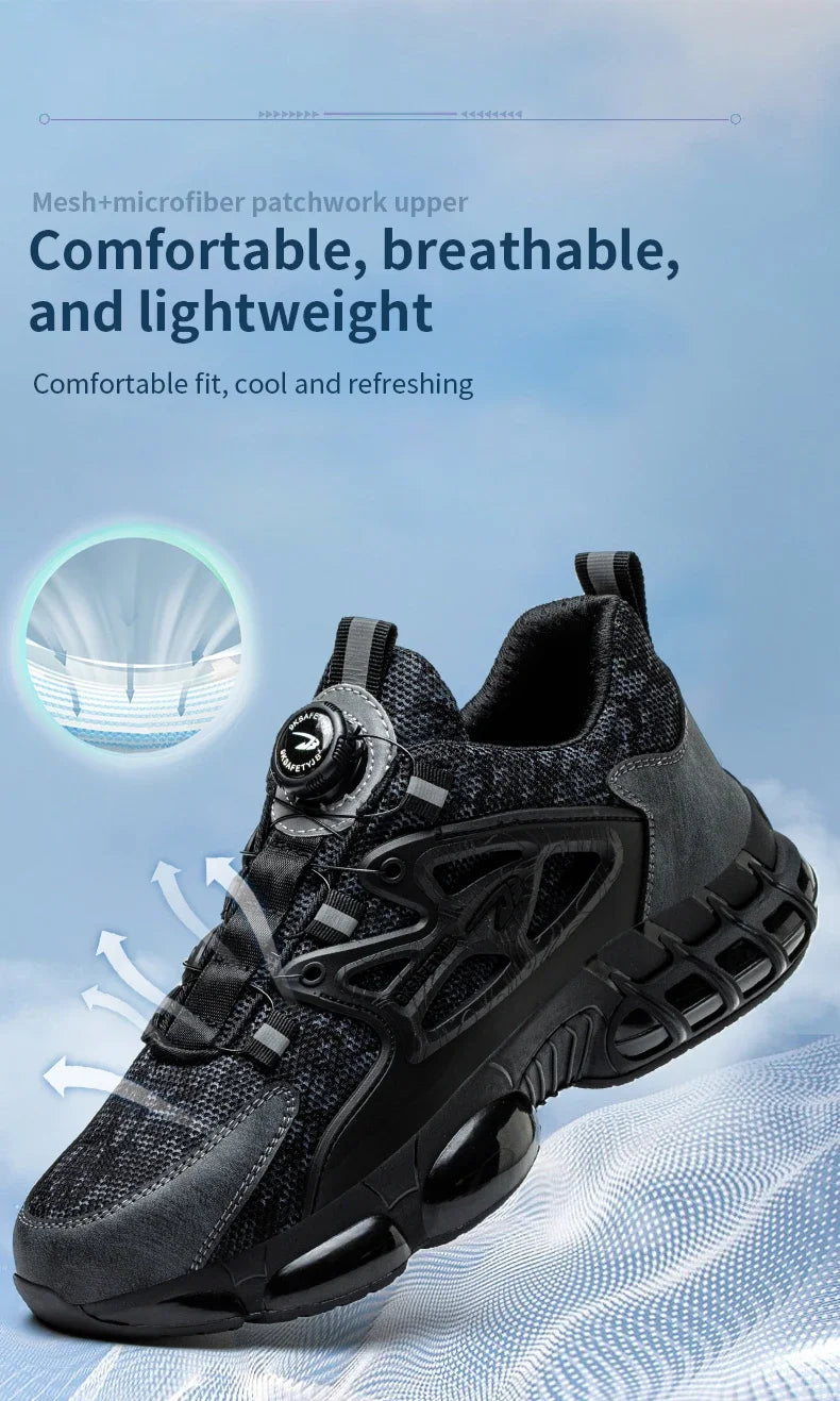 Steel Toe Shoes for Men Indestructible Work Boots Lightweight Safety Shoes Walking Anti-smash Anti-puncture Protective Sneakers