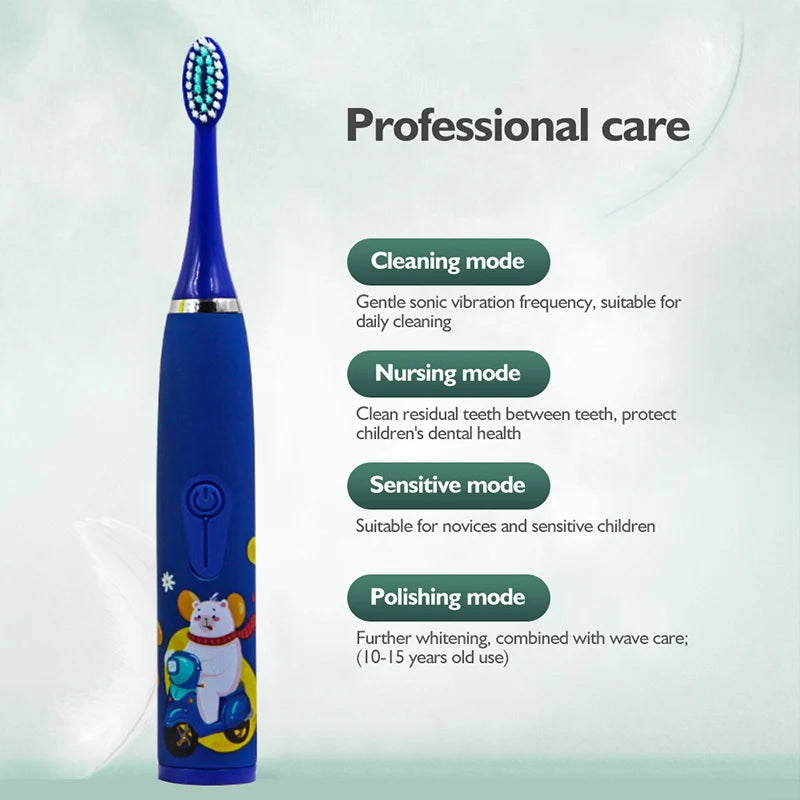 Children Sonic Electric Toothbrush Cartoon Kids With Replace The Toothbrush Head Ultrasonic Electric Toothbrush Sonic Brush Head