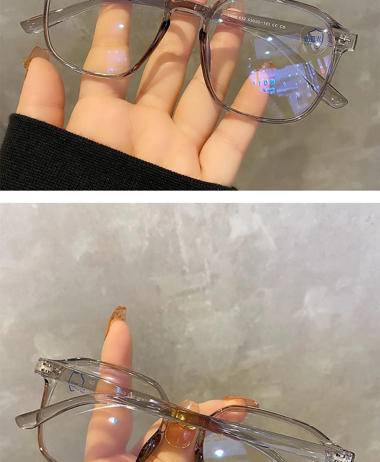 Square glasses with polygon mount for men and women, smooth lenses for me 