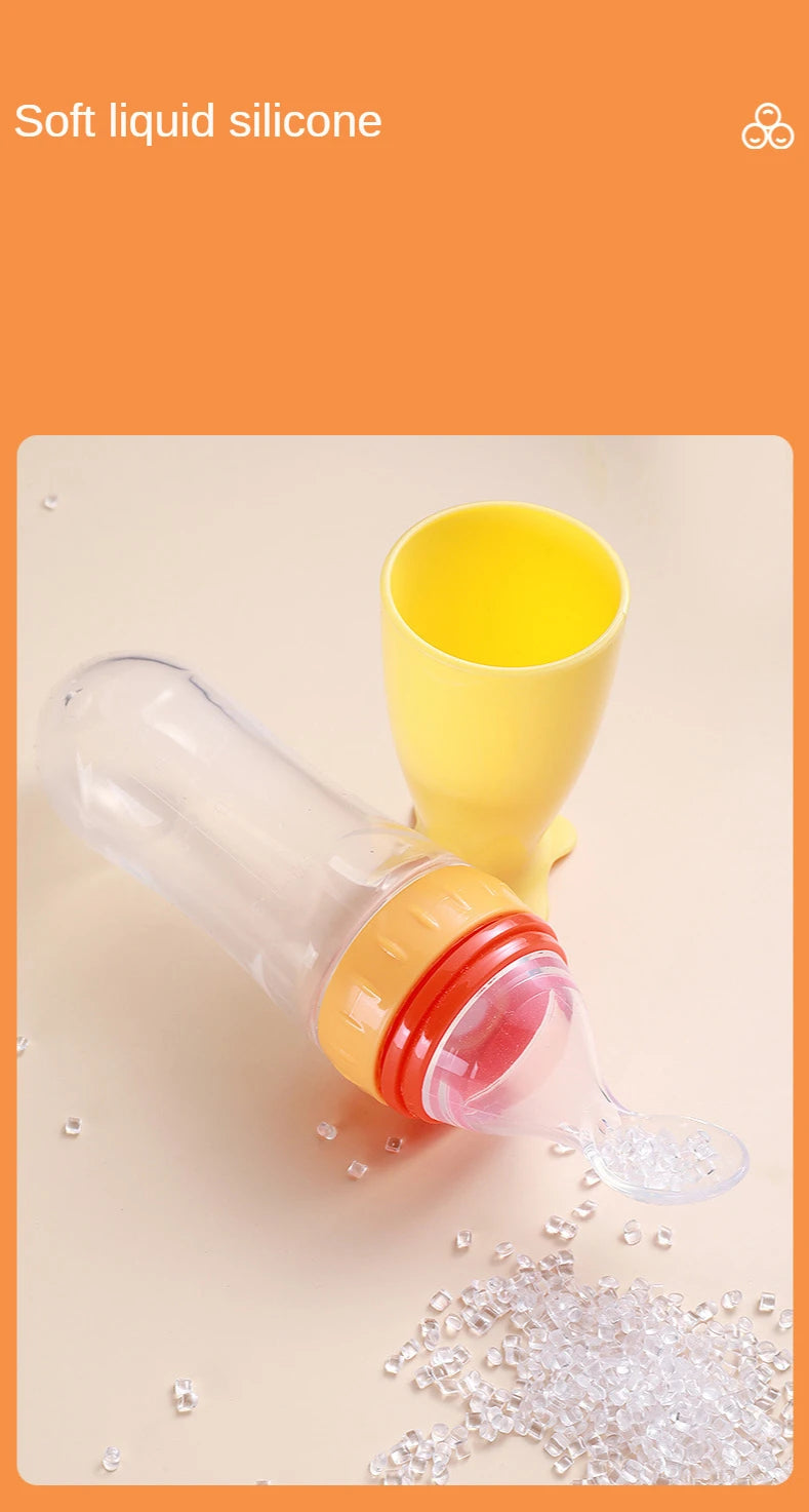 90ML Safe Newborn Baby Feeding Bottle Toddler Silicone Squeeze Feeding Spoon Milk Bottle Training Feeder Food Supplement Tools