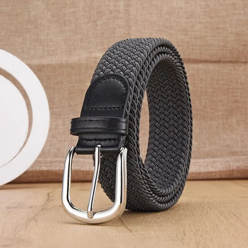 Men's Belt Casual Woven Elastic Belt Outdoor Sports Women's Belt No Need for Punching Climbing Work Belt For Men Women Fashion