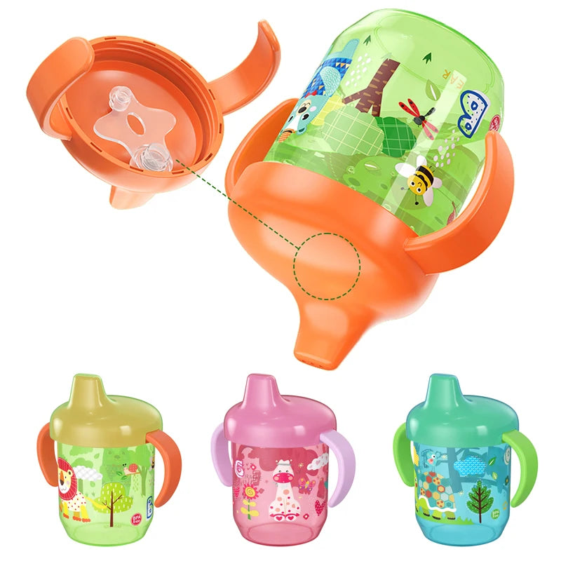 Cute Duckbill Cup Baby Learning Drinking Cup with Double Handle Flip Lid BPA Free Leakproof Infants Water Cups Bottle with Lid