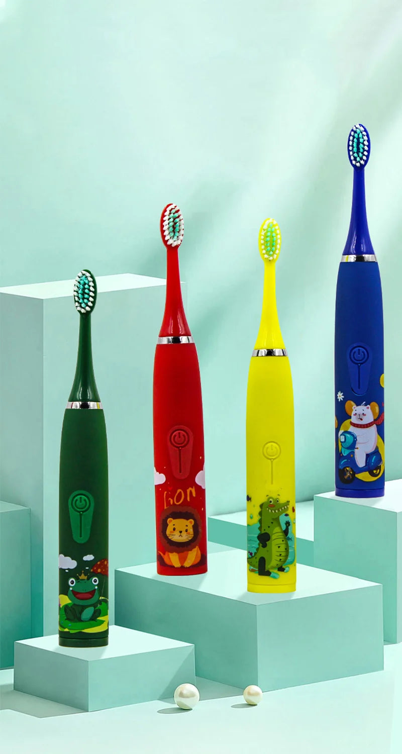 Children Sonic Electric Toothbrush Cartoon Kids With Replace The Toothbrush Head Ultrasonic Electric Toothbrush Sonic Brush Head