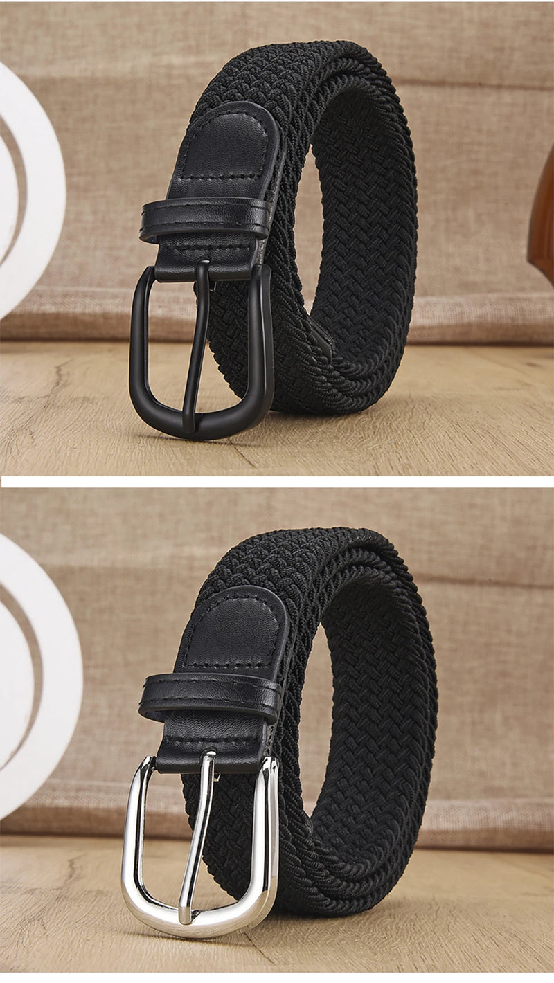 Men's Belt Casual Woven Elastic Belt Outdoor Sports Women's Belt No Need for Punching Climbing Work Belt For Men Women Fashion