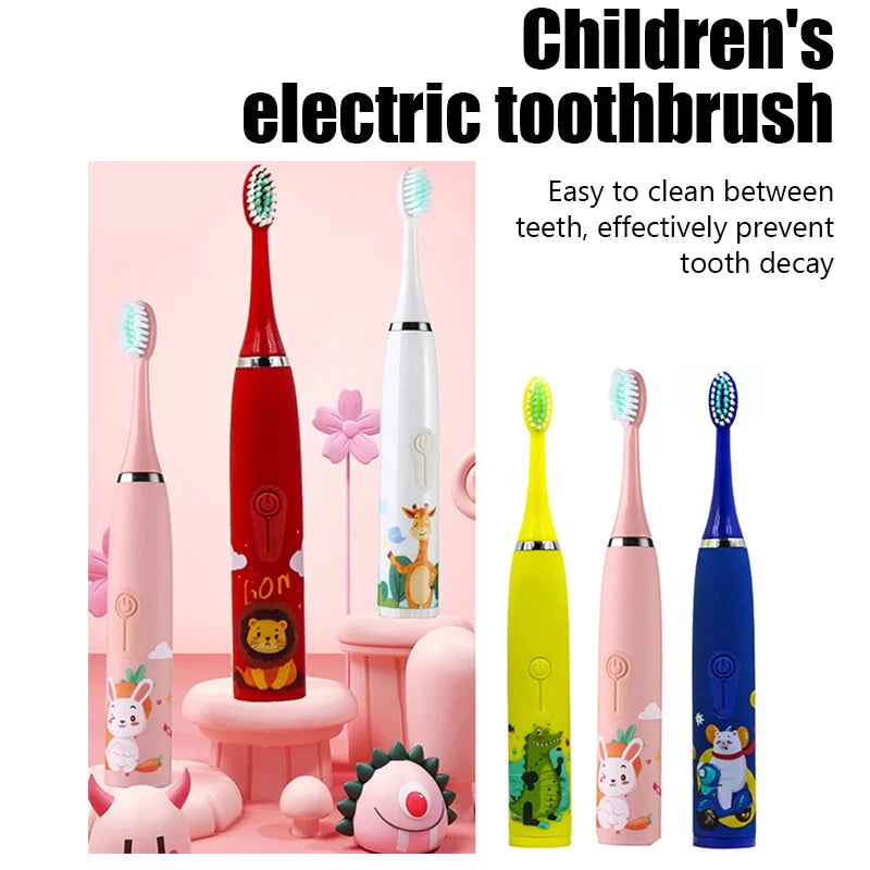 Children Sonic Electric Toothbrush Cartoon Kids With Replace The Toothbrush Head Ultrasonic Electric Toothbrush Sonic Brush Head