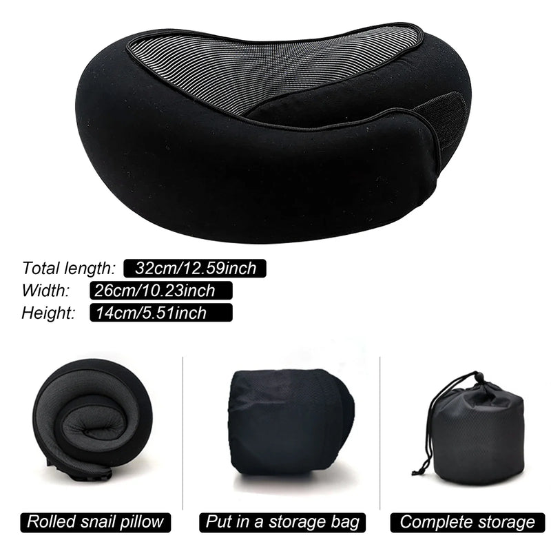 Almohadas de viaje personalizables con espuma viscoelástica en forma de U, estilo caracol, portátiles, ajustables, suaves, para dormir al mediodía