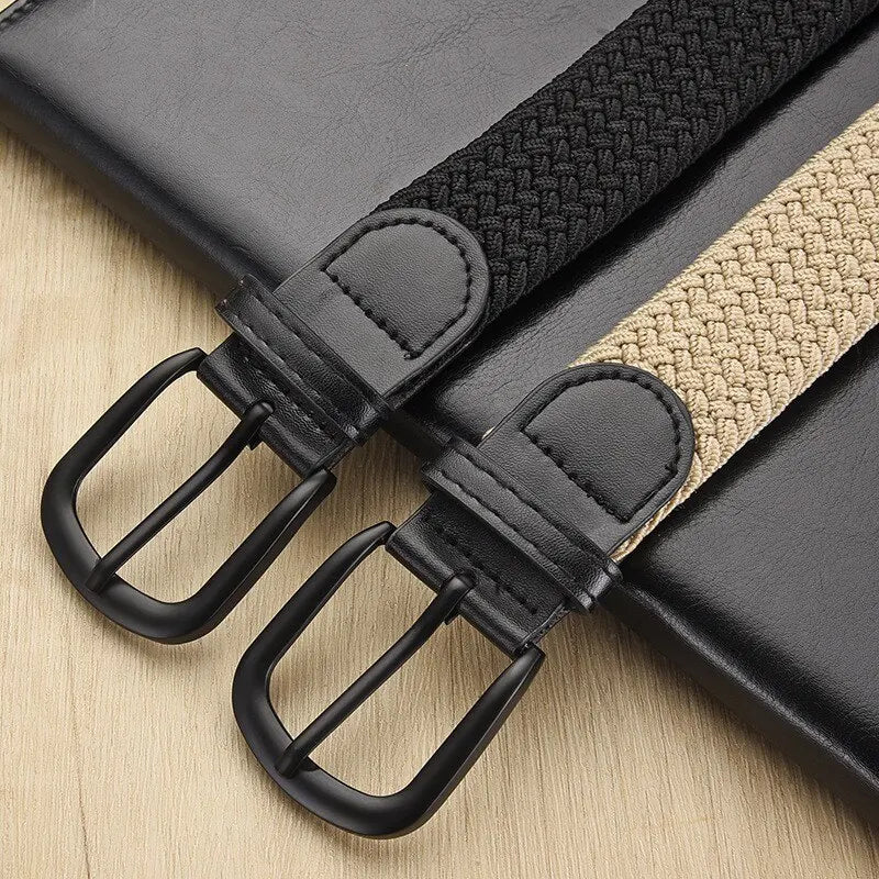 Men's Belt Casual Woven Elastic Belt Outdoor Sports Women's Belt No Need for Punching Climbing Work Belt For Men Women Fashion