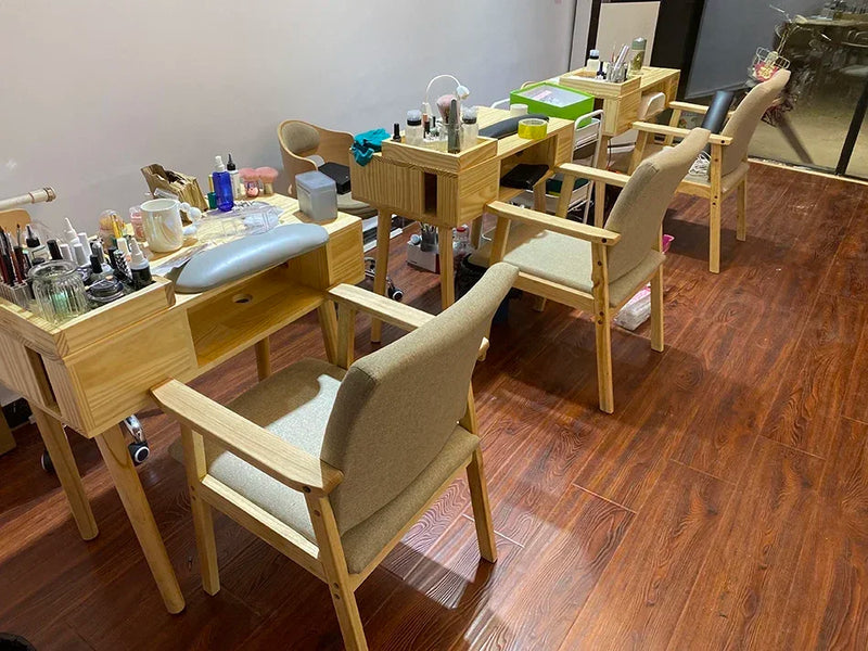 Japanese Solid Wood Nail Tables Professional Manicure Table Beauty Salon table with drawer Vacuum Cleaner Double Manicure Desk Y