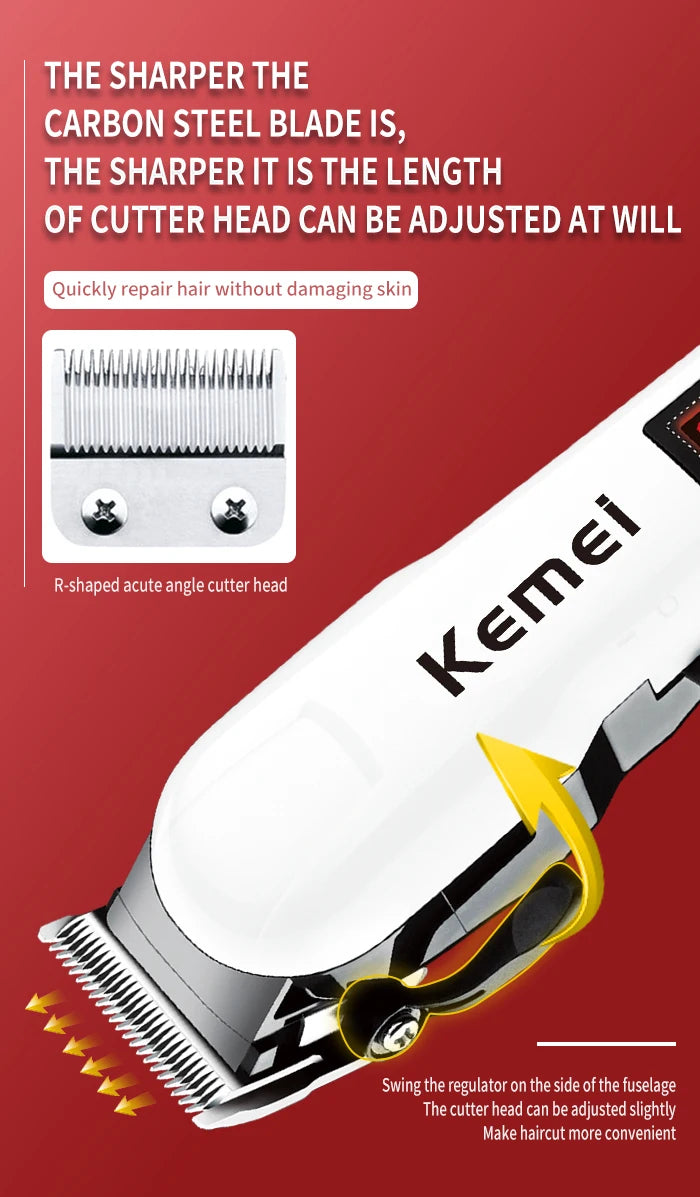 Kemei Professional hair clipper cordless hair trimmer beard for men electric hair cutting kit rechargeable haircut machine