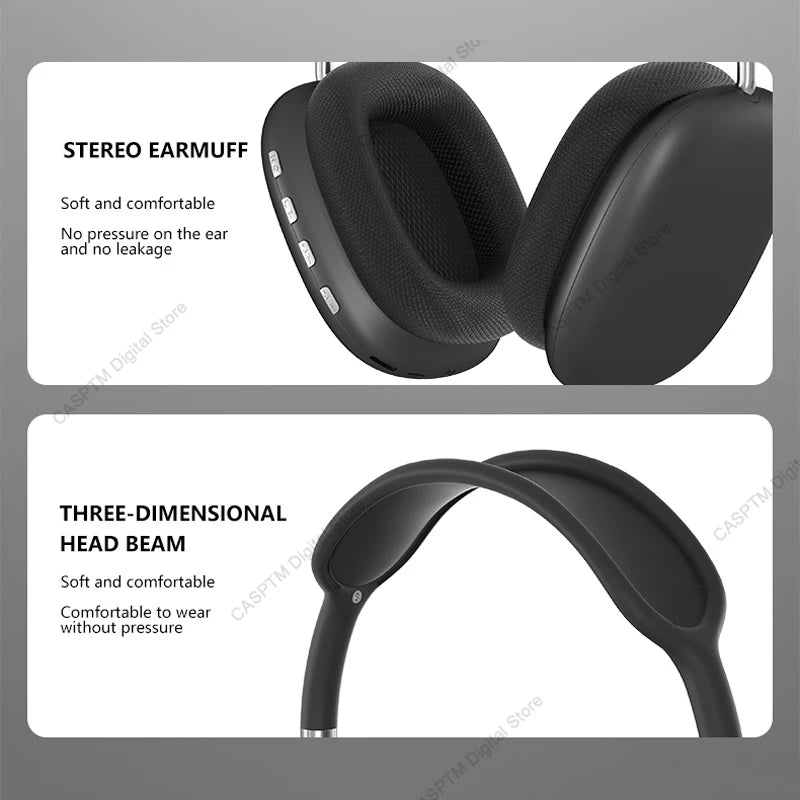 NEW P9 Wireless Bluetooth Headphone Noise Cancelling Earphones Mic Sports Gaming TF Card Slot Headset For Apple Over Ear Headset