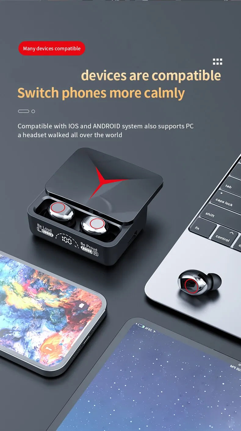 Original TWS M90 Wireless Headphones Sliding Cover Gaming Earphone Bluetooth 5.3 Sport Earbuds Music Headsets For Iphone Xiaomi