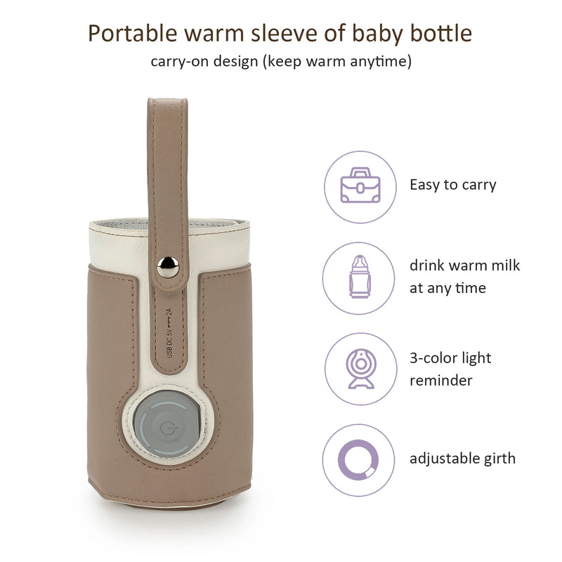 3 Temperature Adjustable Portable Baby Bottle Warmer, Portable Car Travel Bottle Warmer USB Milk Heat Keeper Baby Bottle Warmer