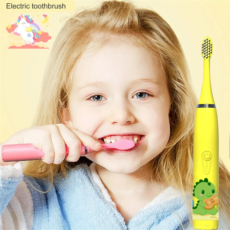 Children Sonic Electric Toothbrush Cartoon Kids With Replace The Toothbrush Head Ultrasonic Electric Toothbrush Sonic Brush Head