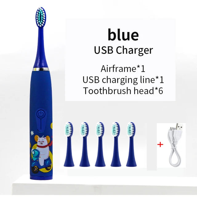 Children Sonic Electric Toothbrush Cartoon Kids With Replace The Toothbrush Head Ultrasonic Electric Toothbrush Sonic Brush Head