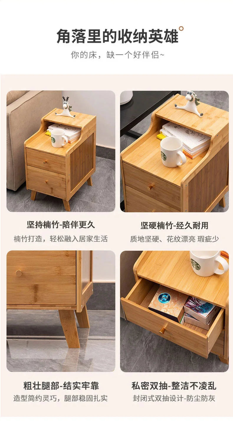 Bamboo night table, tea table, creat side storage cabinet 