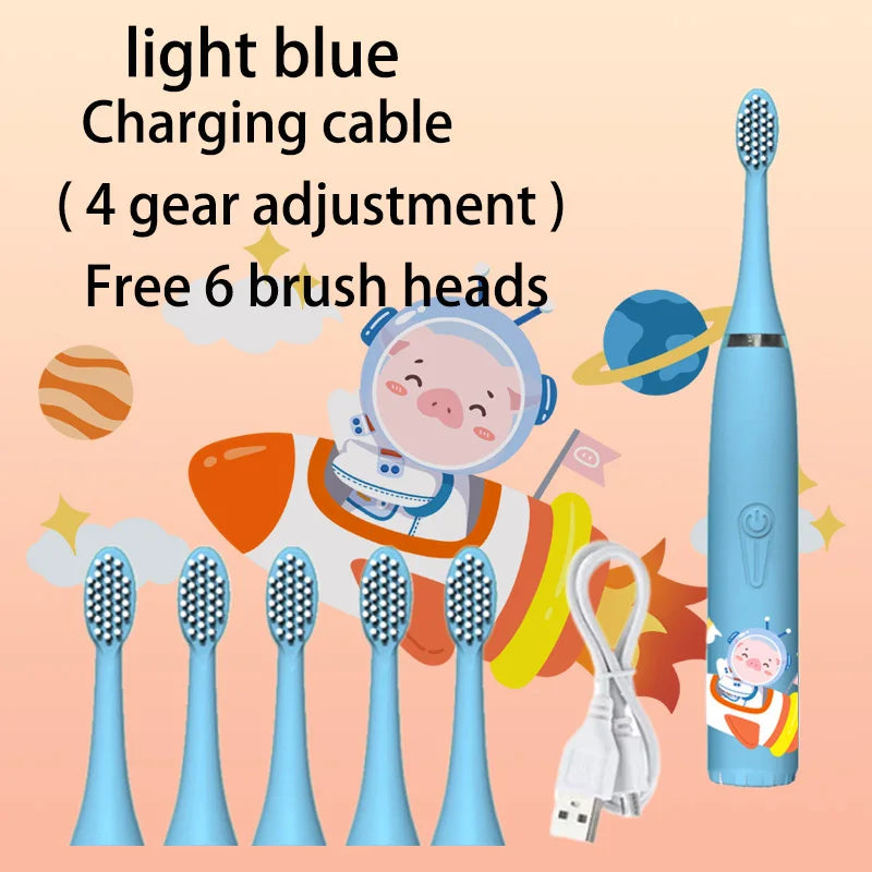 Children Sonic Electric Toothbrush Cartoon Kids With Replace The Toothbrush Head Ultrasonic Electric Toothbrush Sonic Brush Head