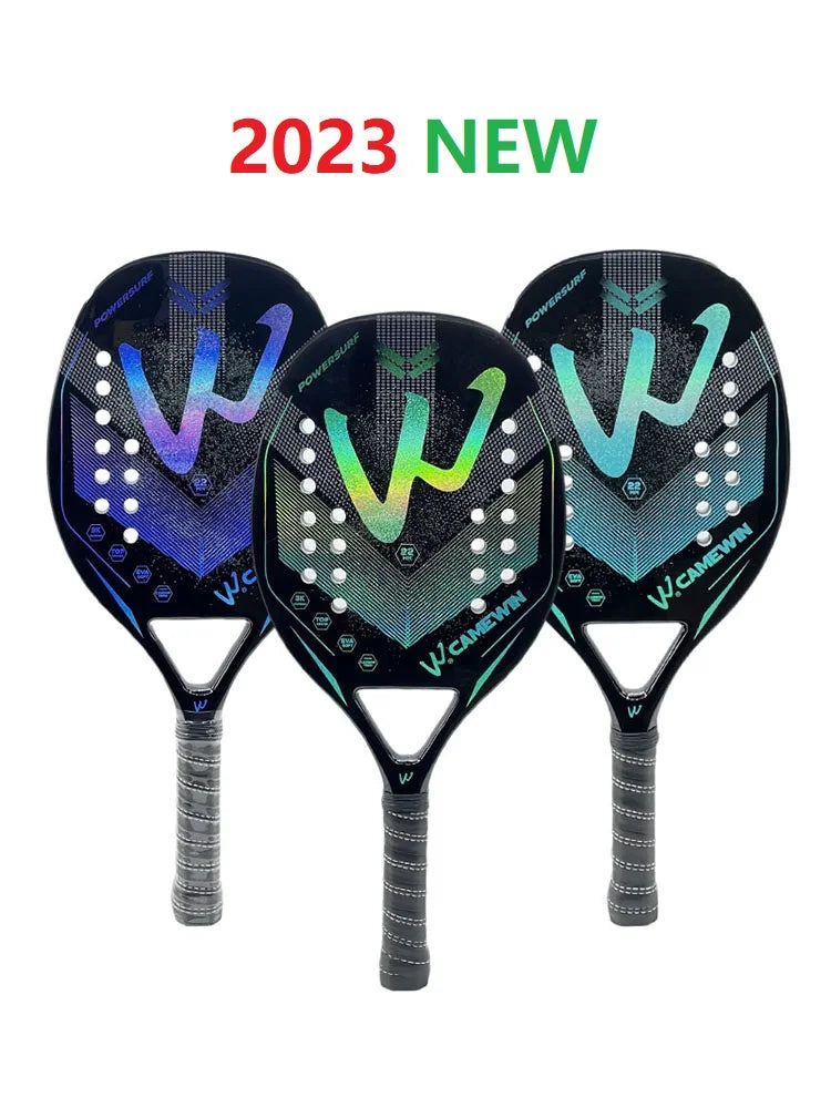 Camewin 3K Holographic Playa Tennis Racket, Carbon Fiber Frame with 