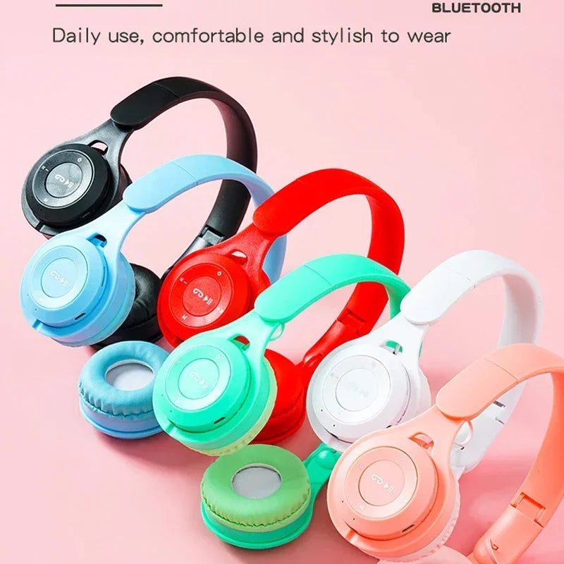 Headphones Kids Wireless Bluetooth Earphones Stereo Foldable Helmets Gaming Headsets Over-ear Headphones for Android iPhone15 14