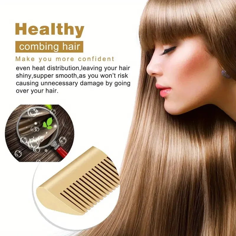 Multi Functional Electric Copper Comb Straightener, Dual-purpose for Comb, Perm Stick, Curly and Straight Hair