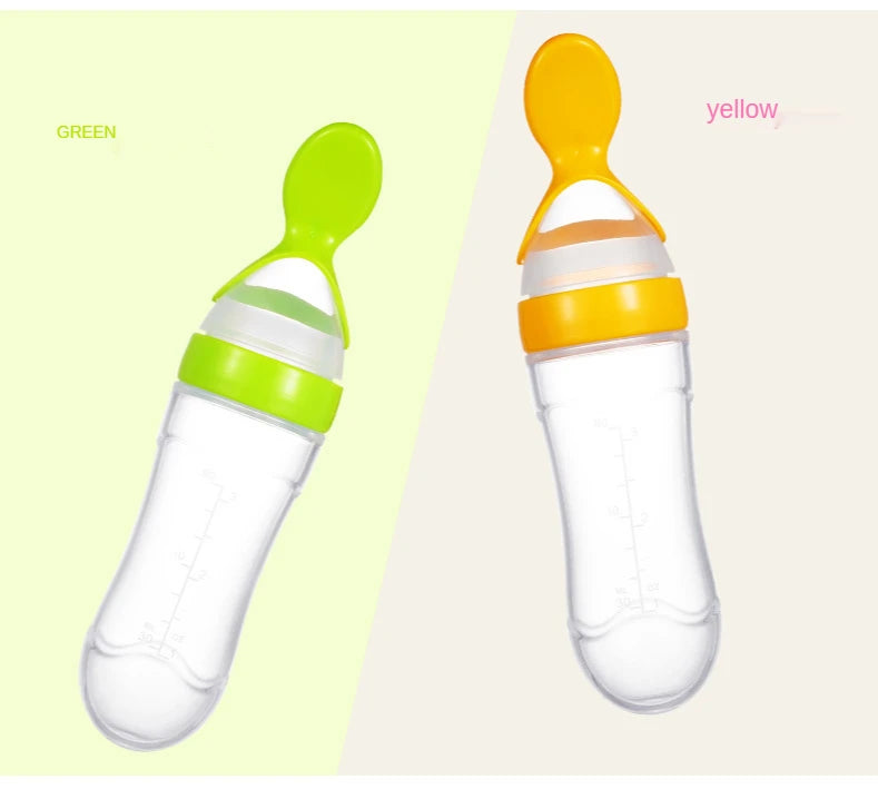 90ML Safe Newborn Baby Feeding Bottle Toddler Silicone Squeeze Feeding Spoon Milk Bottle Training Feeder Food Supplement Tools