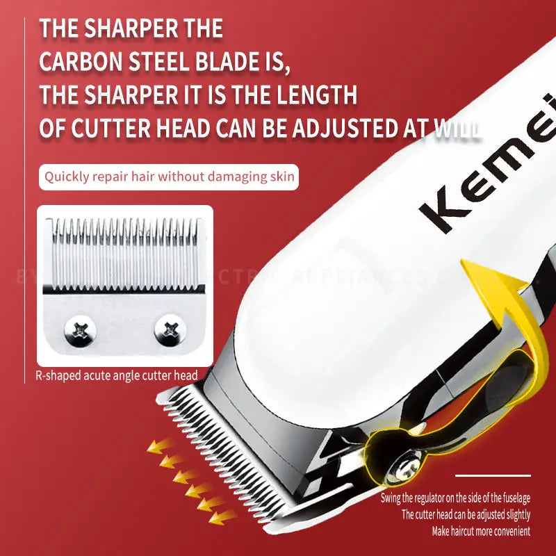 Kemei Professional hair clipper cordless hair trimmer beard for men electric hair cutting kit rechargeable haircut machine