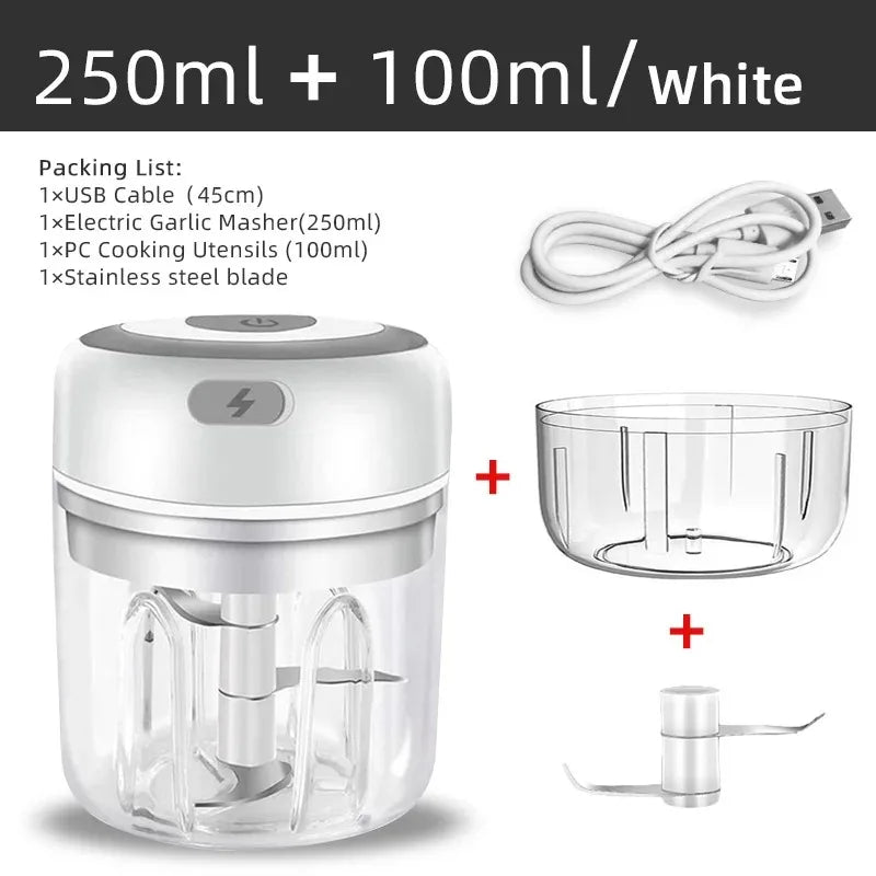 Mini wireless electric power grinder, 100ml/250ml, portable chopper 