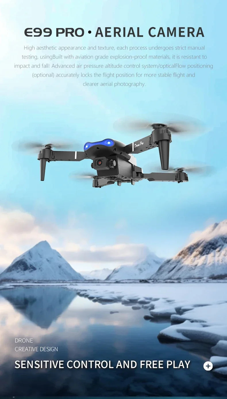 E99Pro-Dron 4K con cámara HD, helicóptero plegable con gran angular de 2024 P,