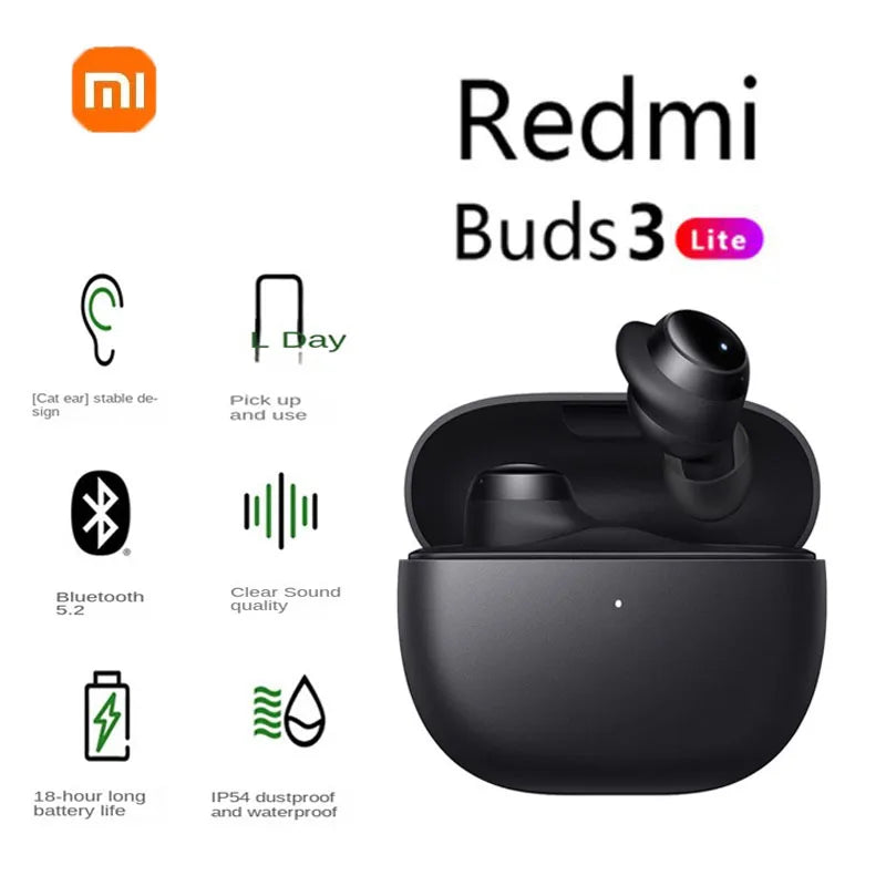 XIAOMI Redmi Buds 3 Lite TWS Bluetooth 5.2 Earphone IP54 18 Hours Battery Life Mi Ture Wireless Earbuds Youth Edition