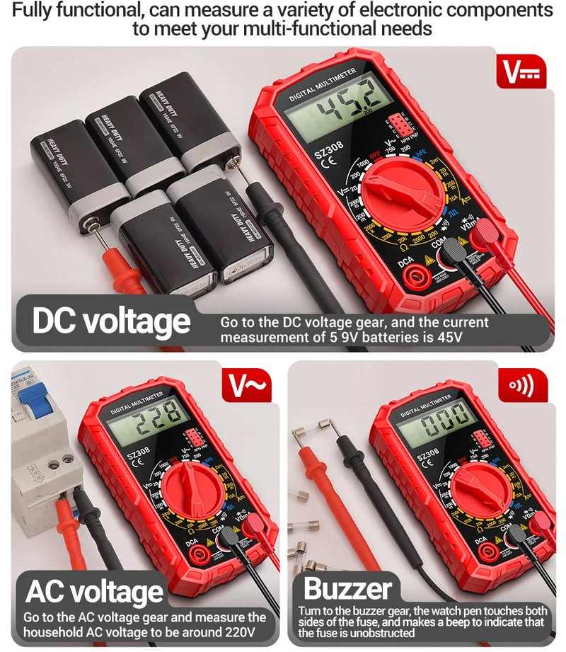 ANENG SZ308 Digital Multimeter   AC/DC Current Meter Voltage Resistance Meter Electrician LCD Backlight Ohm Square Wave Test