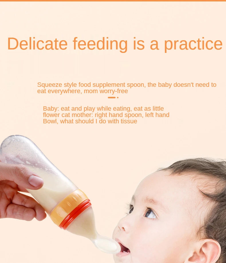 90ML Safe Newborn Baby Feeding Bottle Toddler Silicone Squeeze Feeding Spoon Milk Bottle Training Feeder Food Supplement Tools