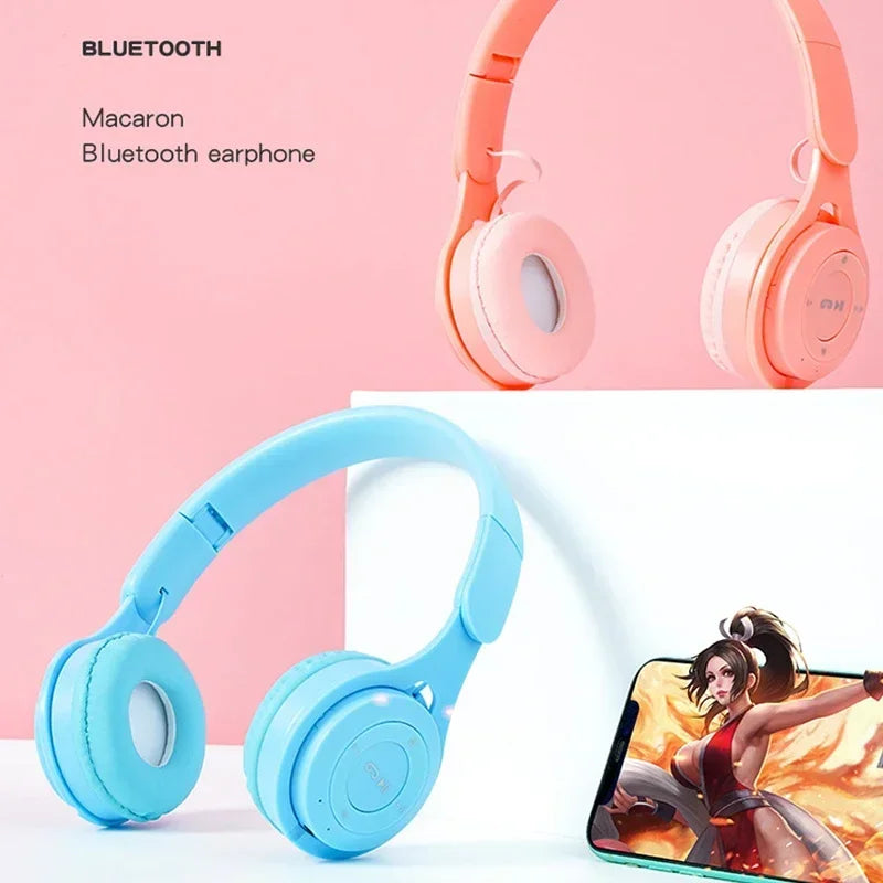 Headphones Kids Wireless Bluetooth Earphones Stereo Foldable Helmets Gaming Headsets Over-ear Headphones for Android iPhone15 14