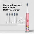 Children Electric Toothbrush Cartoon Kids With Replacement Head Ultrasonic  IPX7 Waterproof Rechargeable Sonic Toothbrush